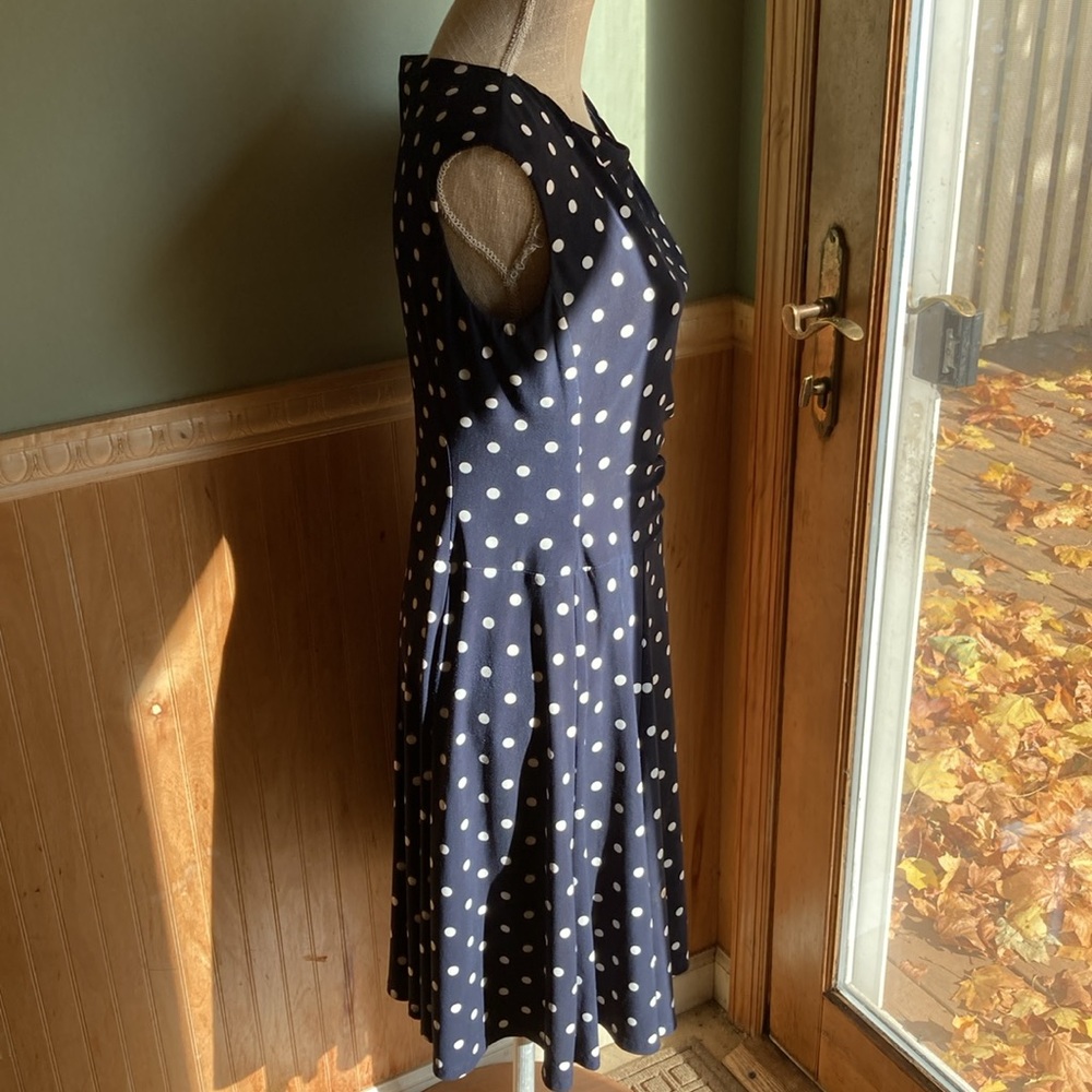 Lauren Ralph Lauren Navy Polka Dot Mini Dress - Picture 6 of 11